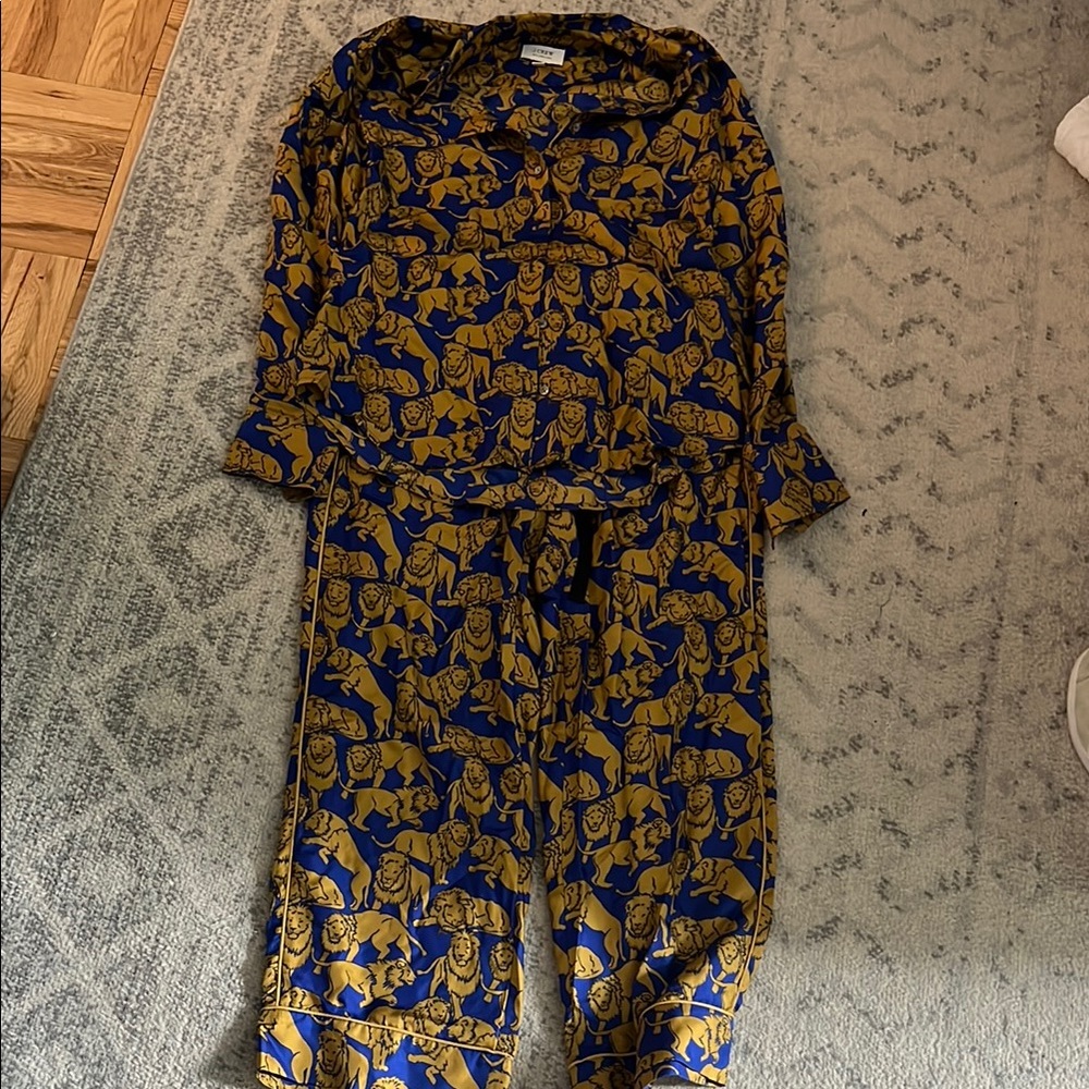 J crew collection blue and Gold Patterned silk set